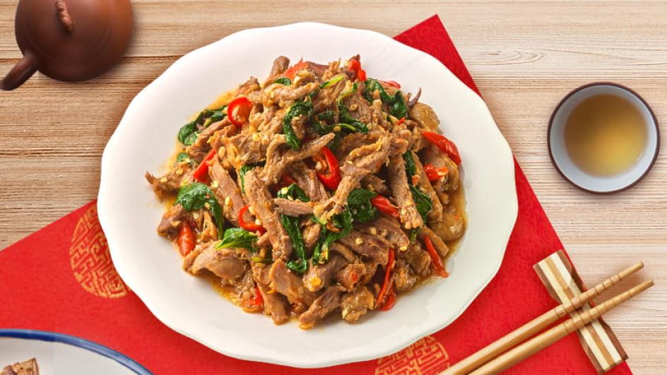 ผัดกะเพราเป็ดพะโล้