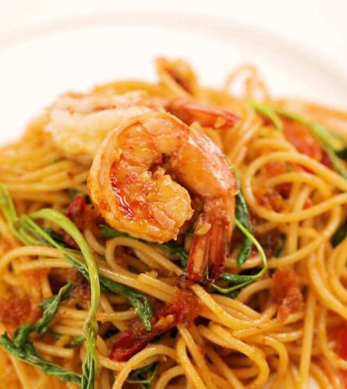 shrimp-and-water-mimosa-spaghetti