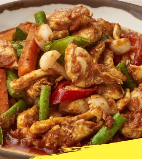 ผัดพริกแกงไก่ผักรวม